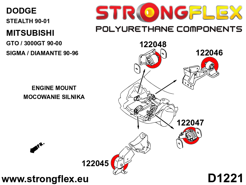 122048A Engine mount bushing – right SPORT Sport (Yellow) Dodge Stealth (90-01) FWD