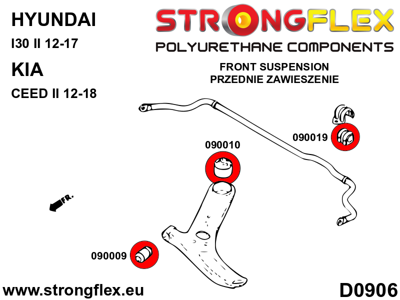 090010A Front control arm – rear bush SPORT Sport (Yellow) Hyundai I30 II GD (12-17)