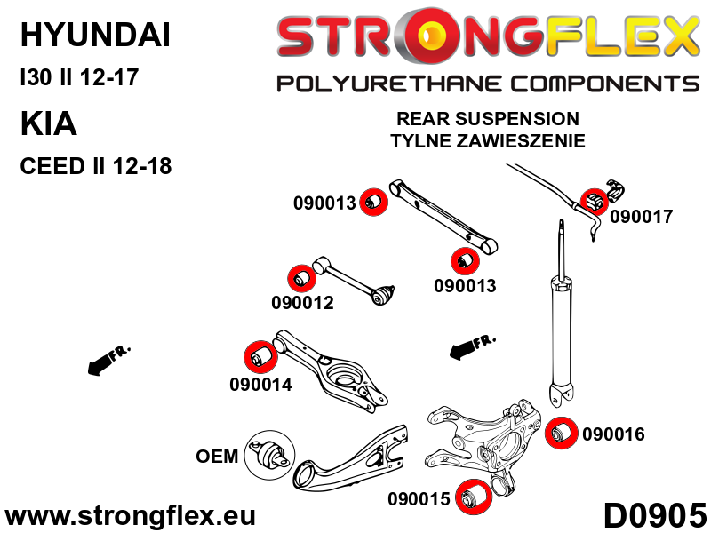 090014A Rear lower arm - inner bushing SPORT Sport (Yellow) Hyundai I30 II GD (12-17)