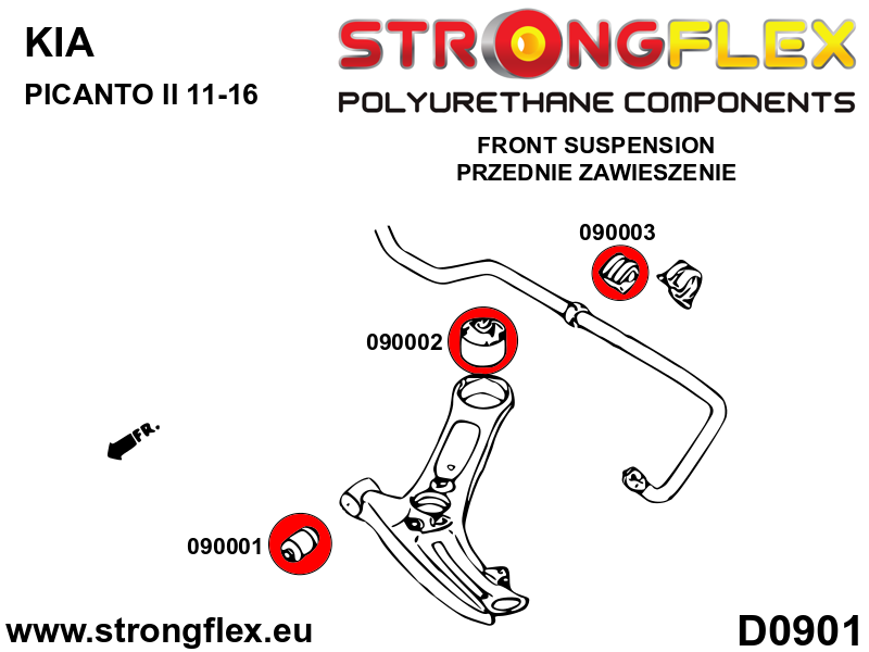 090001A Vorderachse Querlenker vordere Buchse SPORT Sport (Yellow) Kia Picanto II TA (11-16)