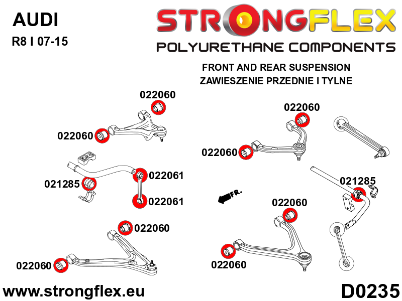 026272B Suspension bush kit Standard (Red) Audi R8 I (06-15)