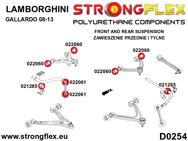 022060A Arm bush SPORT Sport (Yellow) Audi R8 I (06-15)