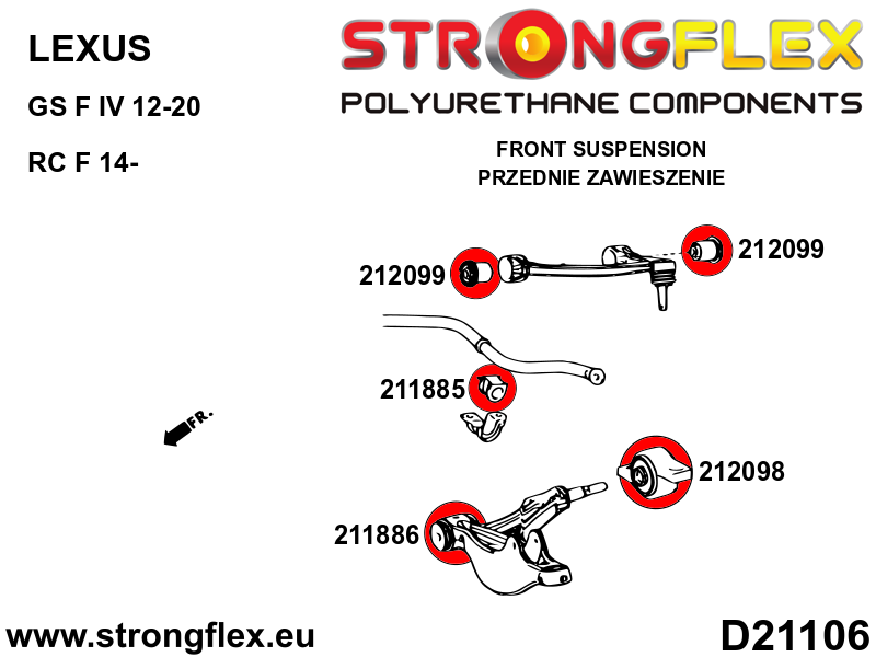 212098A Front lower wishbone bush – rear SPORT Sport (Yellow) Lexus IS / IS F III (13-20) XE30