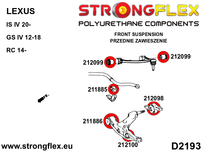 212098A Front lower wishbone bush – rear SPORT Sport (Yellow) Lexus IS / IS F III (13-20) XE30