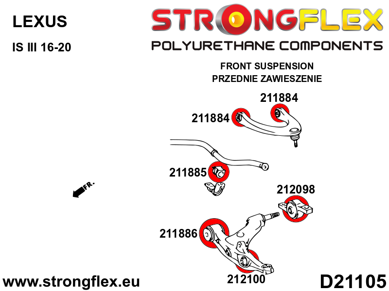 212098A Front lower wishbone bush – rear SPORT Sport (Yellow) Lexus IS / IS F III (13-20) XE30