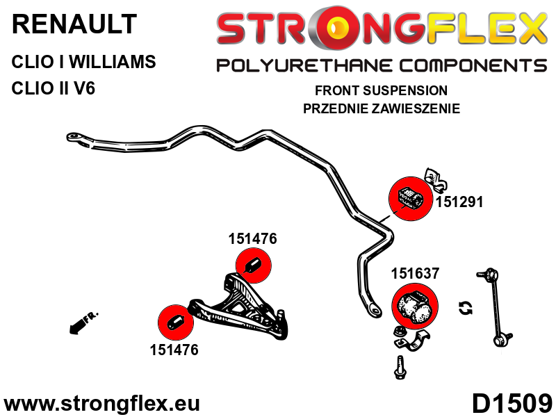 151476A Front lower wishbone bush SPORT Sport (Yellow) Renault 19 (93-01)