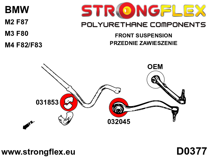 036068A Full suspension polyurethane bush kit SPORT Sport (Yellow) BMW Seria 3 VI (13-20) F30 / F31 / F34 / F80