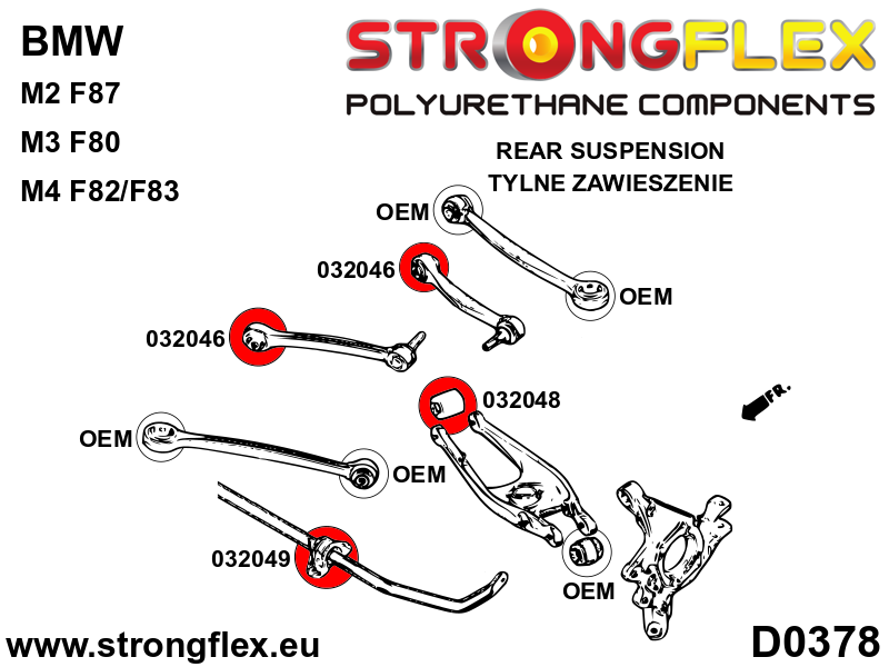 036068A Full suspension polyurethane bush kit SPORT Sport (Yellow) BMW Seria 3 VI (13-20) F30 / F31 / F34 / F80