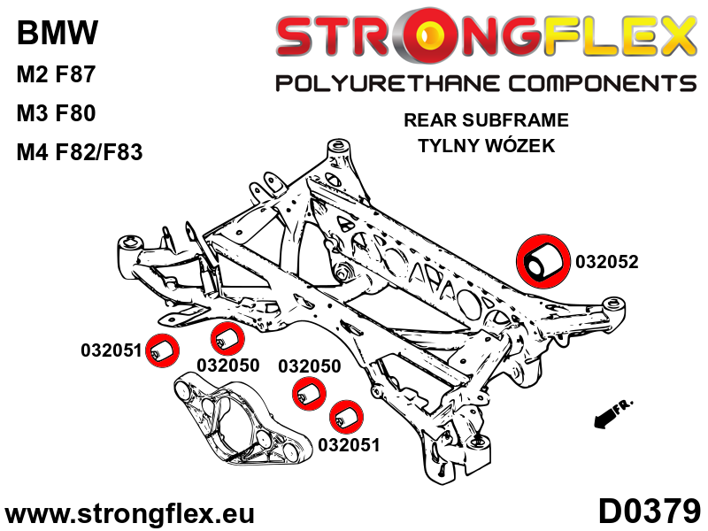 036068B Full suspension polyurethane bush kit Standard (Red) BMW Seria 3 VI (13-20) F30 / F31 / F34 / F80