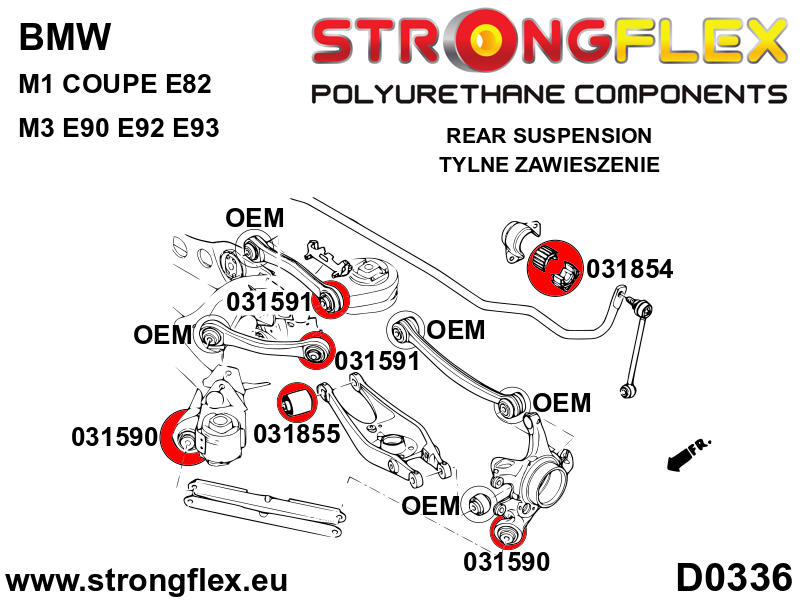 036230A Full suspension bush kit SPORT Sport (Yellow) BMW Seria 1 I (04-13) E81 / E82 / E87 / E88