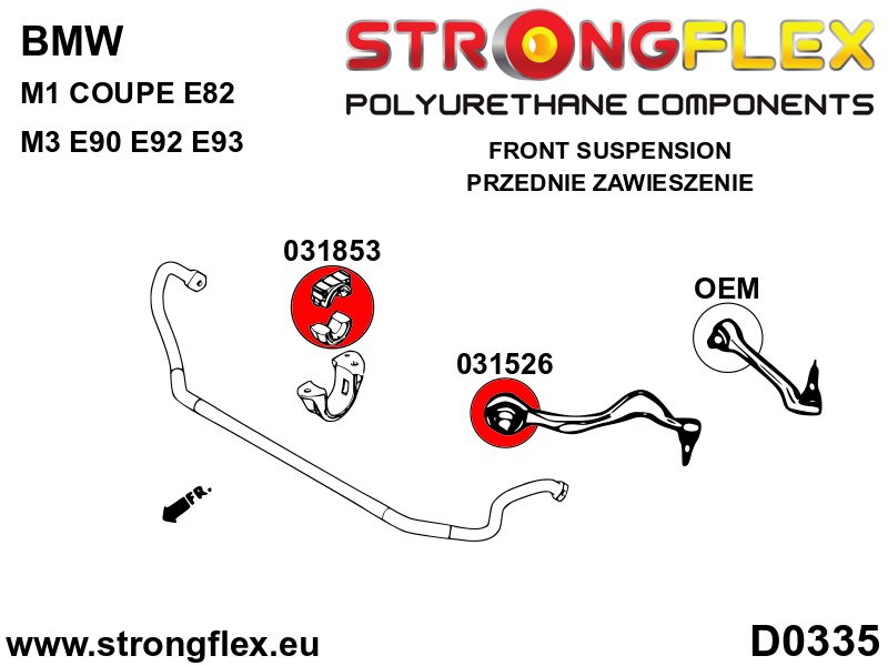 031526A Front wishbone bush SPORT Sport (Yellow) BMW Seria 1 I (04-13) E81 / E82 / E87 / E88