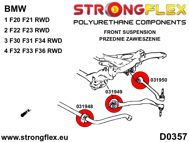 036049A Front suspension bush kit SPORT Sport (Yellow) BMW Seria 1 II (11-19) F20 / F21