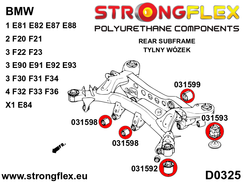 031593A Rear subframe - rear bush SPORT Sport (Yellow) BMW Seria 1 I (04-13) E81 / E82 / E87 / E88