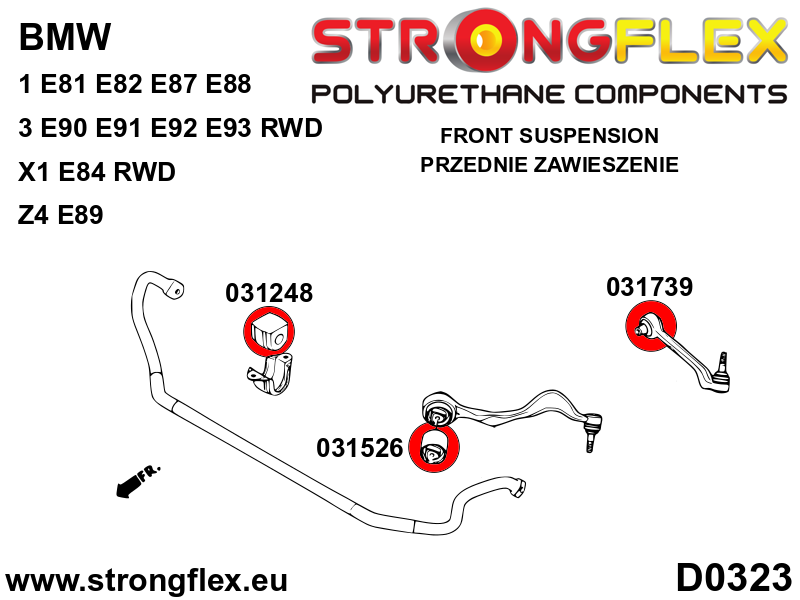 036086A Front suspension bush kit SPORT Sport (Yellow) BMW Seria 1 I (04-13) E81 / E82 / E87 / E88