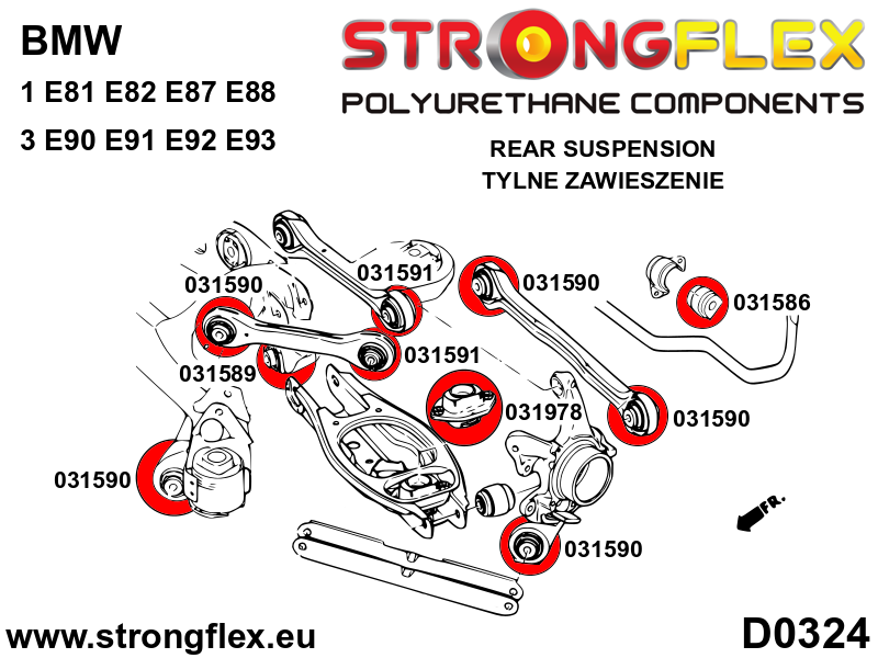 031590A Rear upper control arm to chassis bush SPORT Sport (Yellow) BMW Seria 1 I (04-13) E81 / E82 / E87 / E88