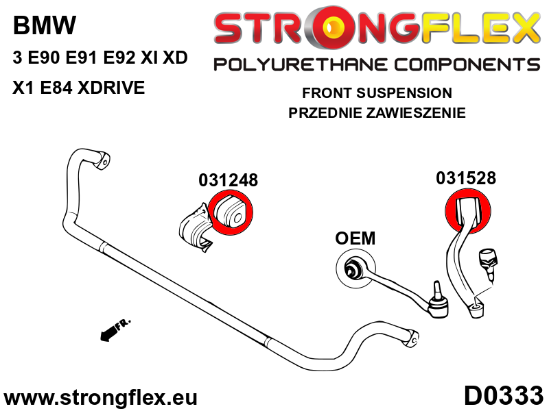031528A Front wishbone bush xi 4x4 SPORT Sport (Yellow) BMW Seria 3 V (04-13) E90 / E91 / E92 / E93