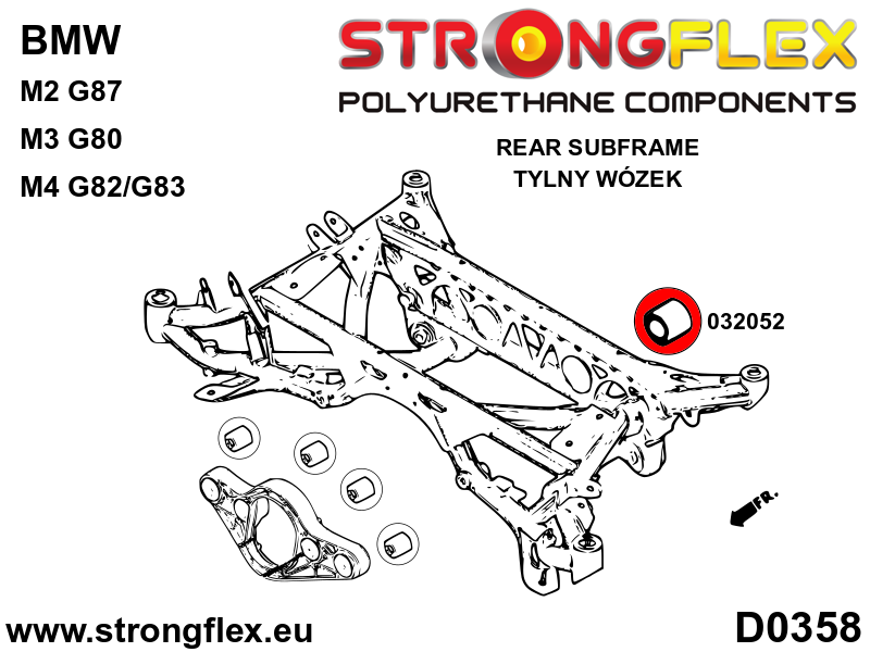 032052A Rear diff mount - rear bush SPORT Sport (Yellow) BMW Seria 3 VI (13-20) F30 / F31 / F34 / F80