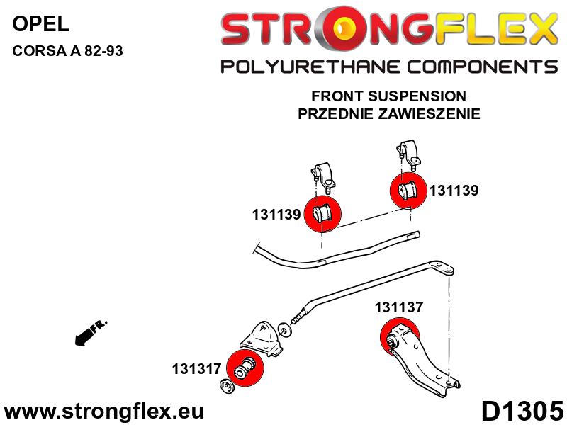 131139A Front anti roll bar bush SPORT Sport (Yellow) Opel / Vauxhall Combo B (93-01)
