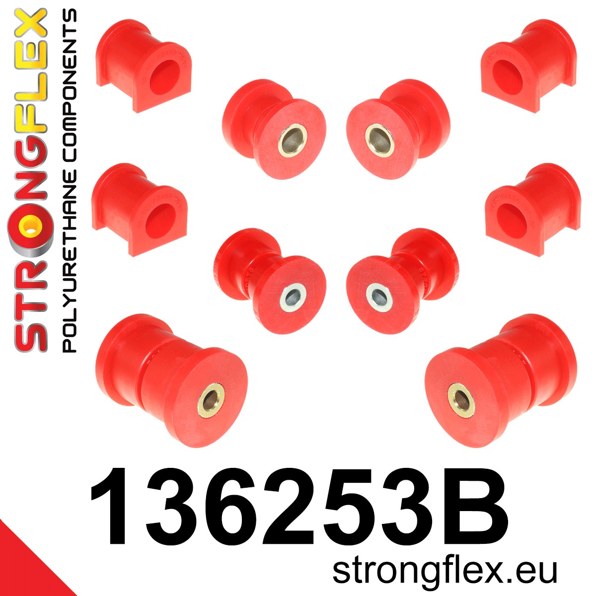 136253B Front suspension and ream beam bush kit Standard (Red) Opel / Vauxhall Corsa A (82-93) S83