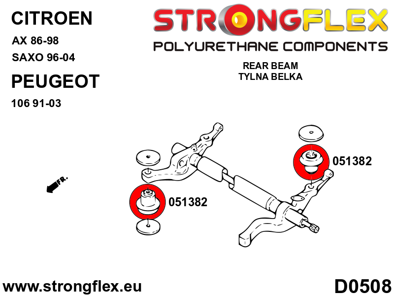 051382A Rear crossmember bush SPORT Sport (Yellow) Citroën AX (86-98)
