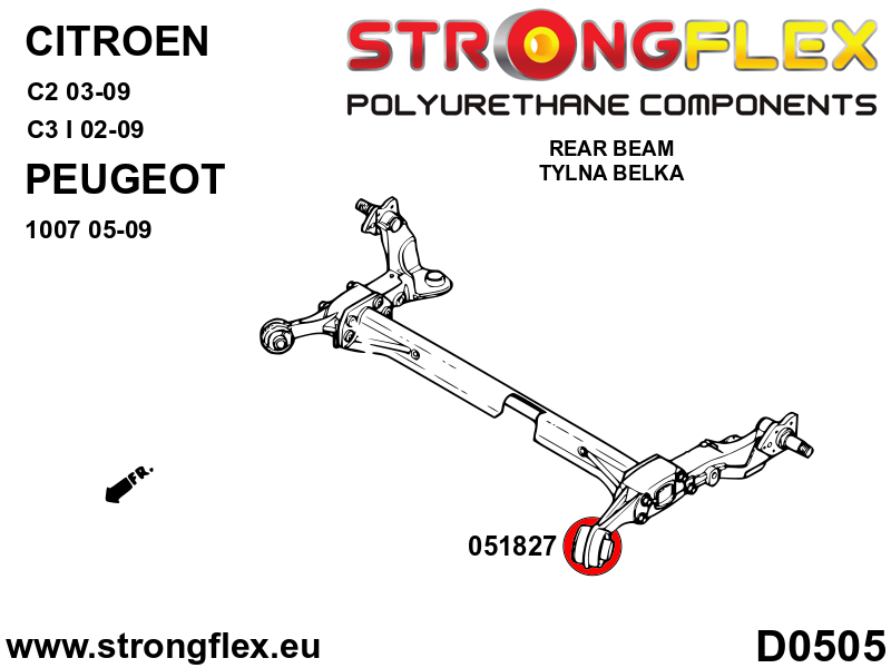 051827A Rear beam bush SPORT Sport (Yellow) Citroën C2 (03-09)
