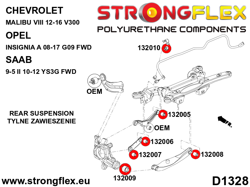 132006A Rear track rod inner bush SPORT Sport (Yellow) Fiat Croma II (05-10)