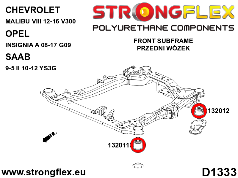 136256A Full suspension polyurethane bush kit SPORT Sport (Yellow) Chevrolet Malibu VIII (12-16) V300
