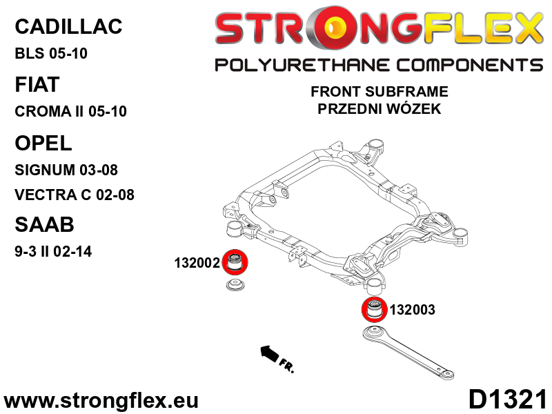 136246A Full suspension polyurethane bush kit SPORT Sport (Yellow) Fiat Croma II (05-10)