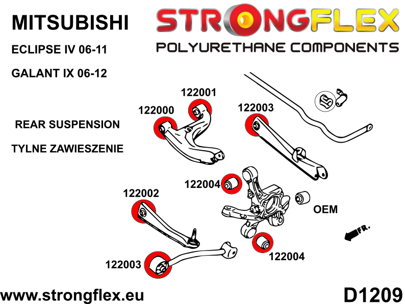 122002B Rear lower arm - inner bushing Standard (Red) Mitsubishi Galant IX (06-12)