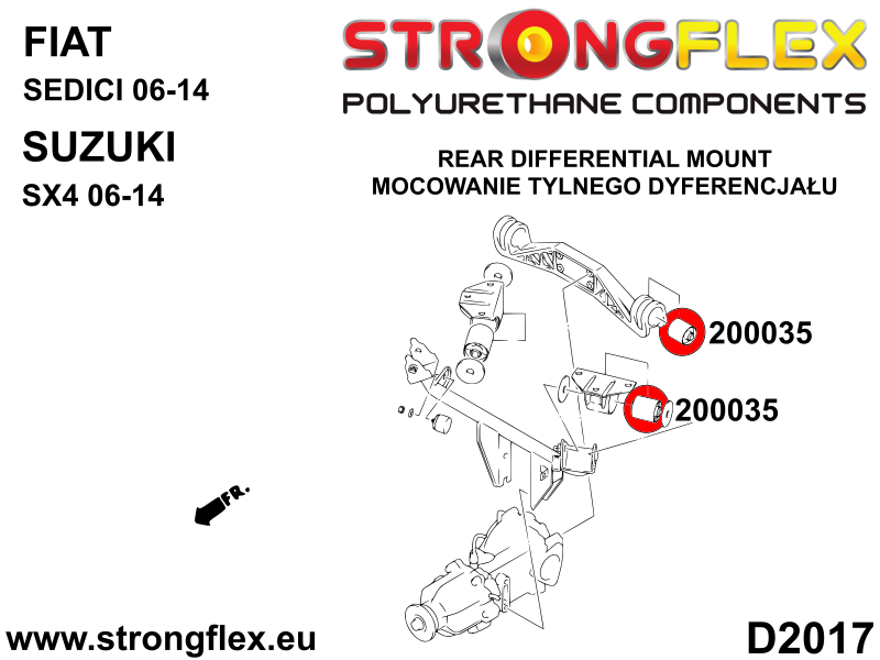 200035A Rear differential mounting bushing SPORT Sport (Yellow) Fiat Sedici (06-14) AWD