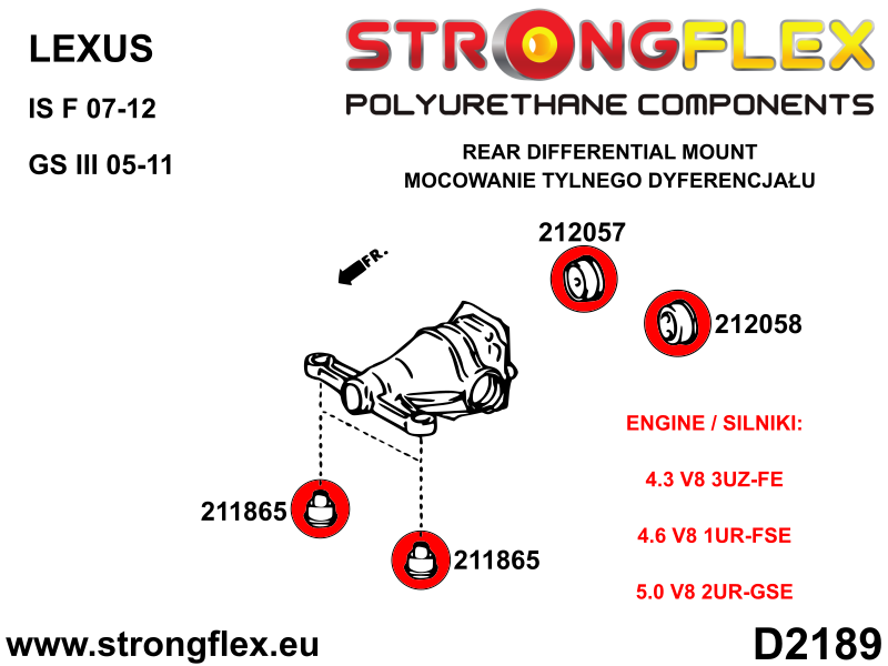 216235A Full suspension polyurethane bush kit SPORT Sport (Yellow) Lexus GS / GS F III (05-11) S190