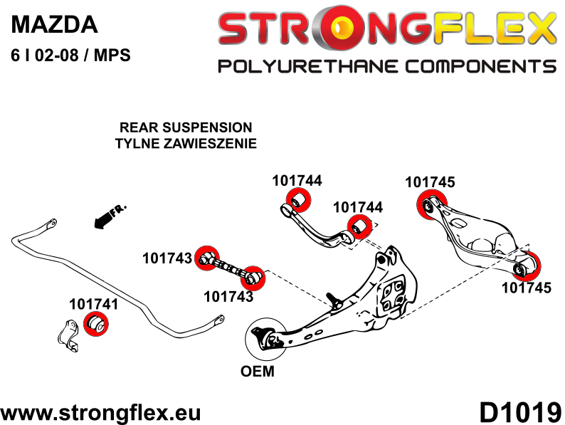 101744A Rear upper arm bush SPORT Sport (Yellow) Mazda 6 / Atenza I (02-08) GG/GY