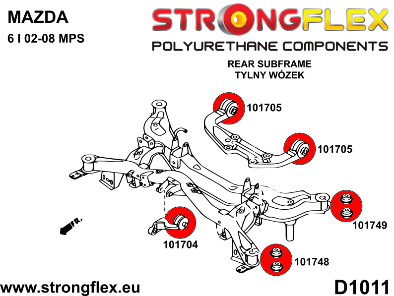101748A Rear subframe - front bush SPORT Sport (Yellow) Mazda 6 / Atenza I (02-08) GG/GY