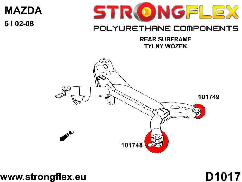 106193A Rear beam mounting bush kit SPORT Sport (Yellow) Mazda 6 / Atenza I (02-08) GG/GY