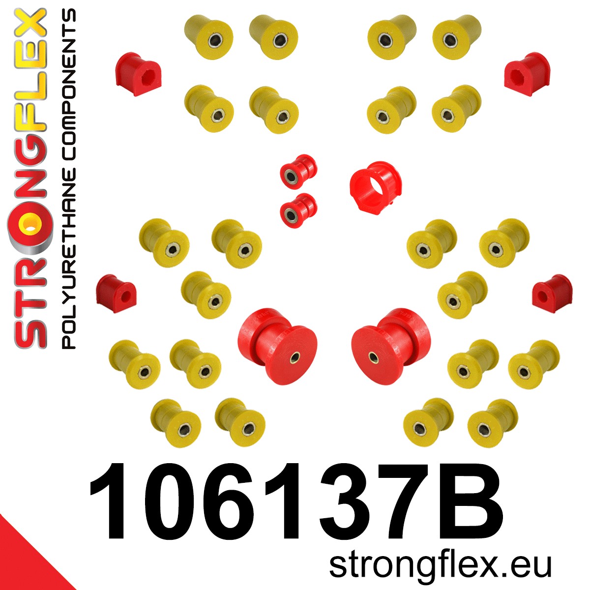 106137B Full suspension polyurethane bush kit Standard (Red) Mazda MX-5 / Miata / Roadster II (99-05) NB