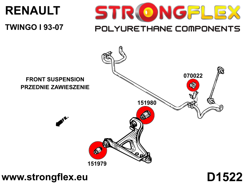 151979A Front wishbone front bush sport SPORT Sport (Yellow) Renault Twingo I (93-07)