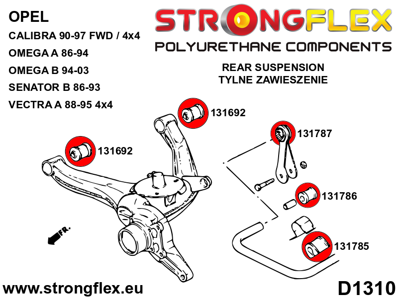 136262A Full suspension bush kit SPORT Sport (Yellow) Opel / Vauxhall Senator / Kikinda / Royale B (86-93)