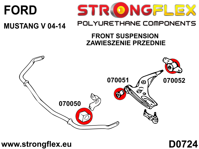 076177B Full suspension bush kit Standard (Red) Ford Mustang V (04-14)