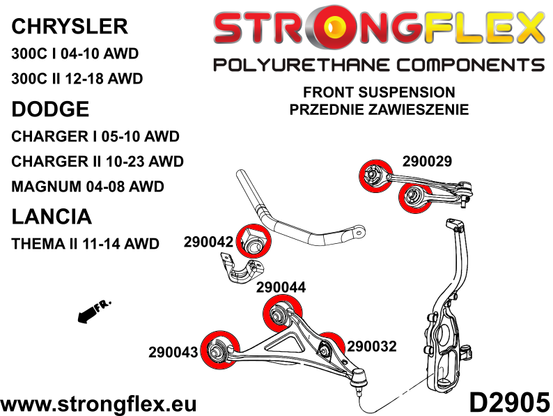 296109A Front suspension bush kit AWD SPORT Sport (Yellow) Dodge Magnum (04-08) AWD