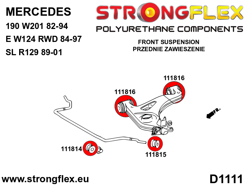 116313B Full suspension bush kit Standard (Red) Mercedes SL R129 (89-01)