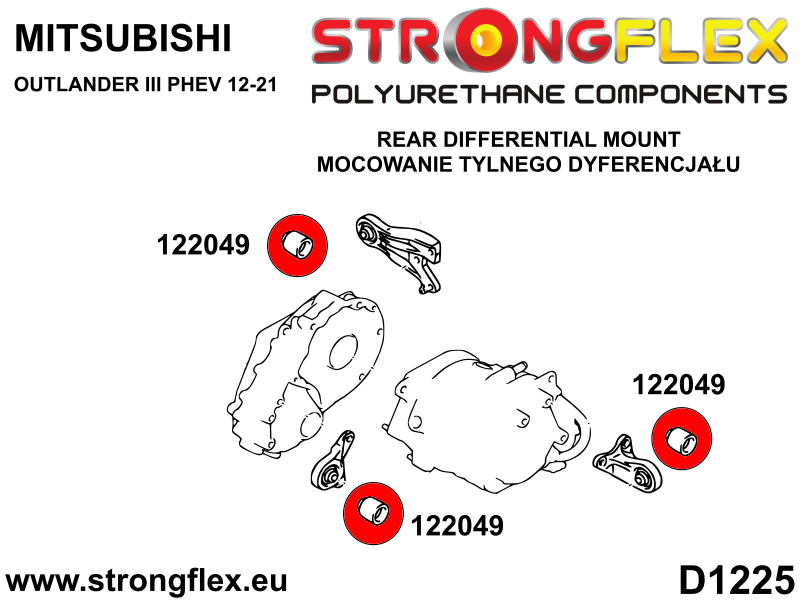 122049A Rear diff mount bush SPORT Sport (Yellow) Mitsubishi Outlander III (12-21)