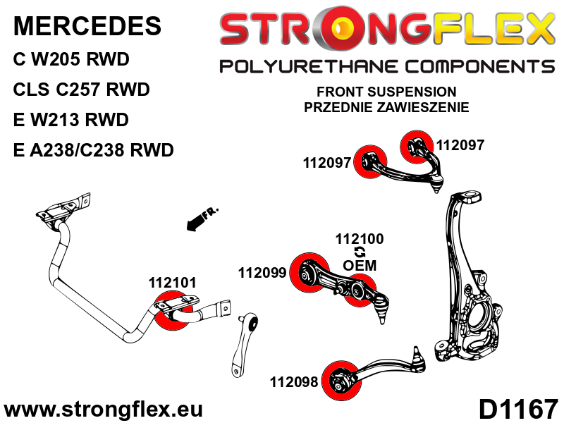 116314B Full suspension bush kit Standard (Red) Mercedes Klasa C W205 (14-21)