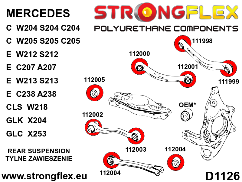 116314B Full suspension bush kit Standard (Red) Mercedes Klasa C W205 (14-21)