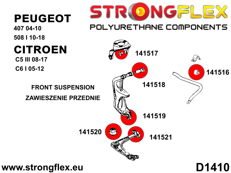 141519A Front steering knuckle bushing - lower SPORT Sport (Yellow) Citroën C5 III (08-17)