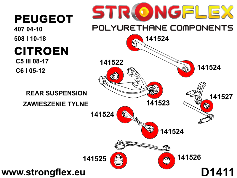 146109B Full suspension bush kit Standard (Red) Citroën C5 III (08-17)