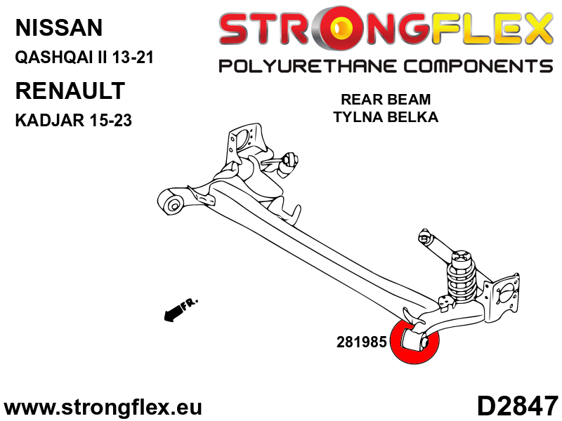286243B Full suspension bush kit Standard (Red) Renault Kadjar (15-23) FWD (multilink)