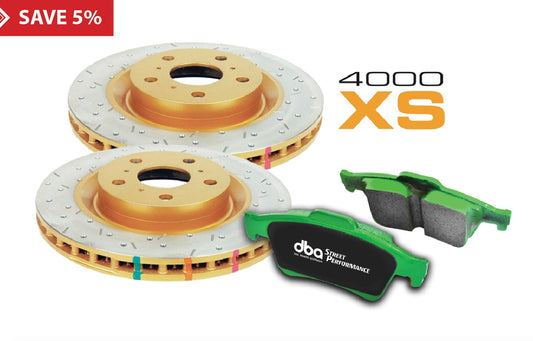 DBA DBA42724XS-1838SP - Brake Kit - 4000 Series T3 Slotted & Street Performance Brake Pads (2x DBA42724XS + DB1838SP)