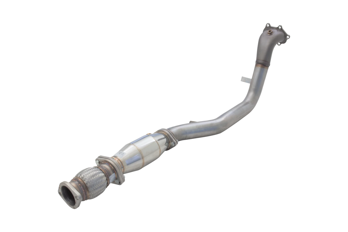 Xforce 3" Downpipe with High-Flow Catalytic Converter, 304 Matt finish Stainless Steel (for track and off road use only)-2