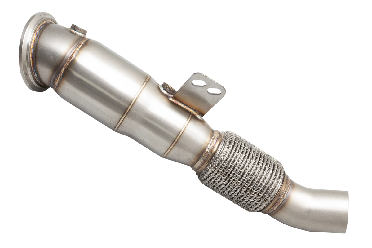 Xforce 4"-3 3/8" Downpipe with High-Flow Catalytic Converter, 304 Stainless Steel (for track and off road use only)