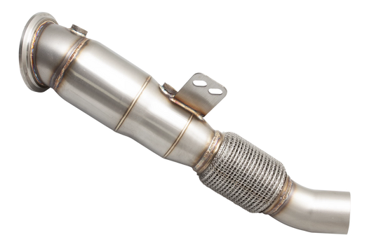 Xforce 4"-3 3/8" Downpipe with High-Flow Catalytic Converter, 304 Stainless Steel (for track and off road use only)